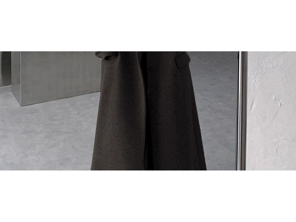 Men's Black Mid-Length Woolen Trench Coat – Autumn/Winter Loose Fit, Thickened Korean Style.