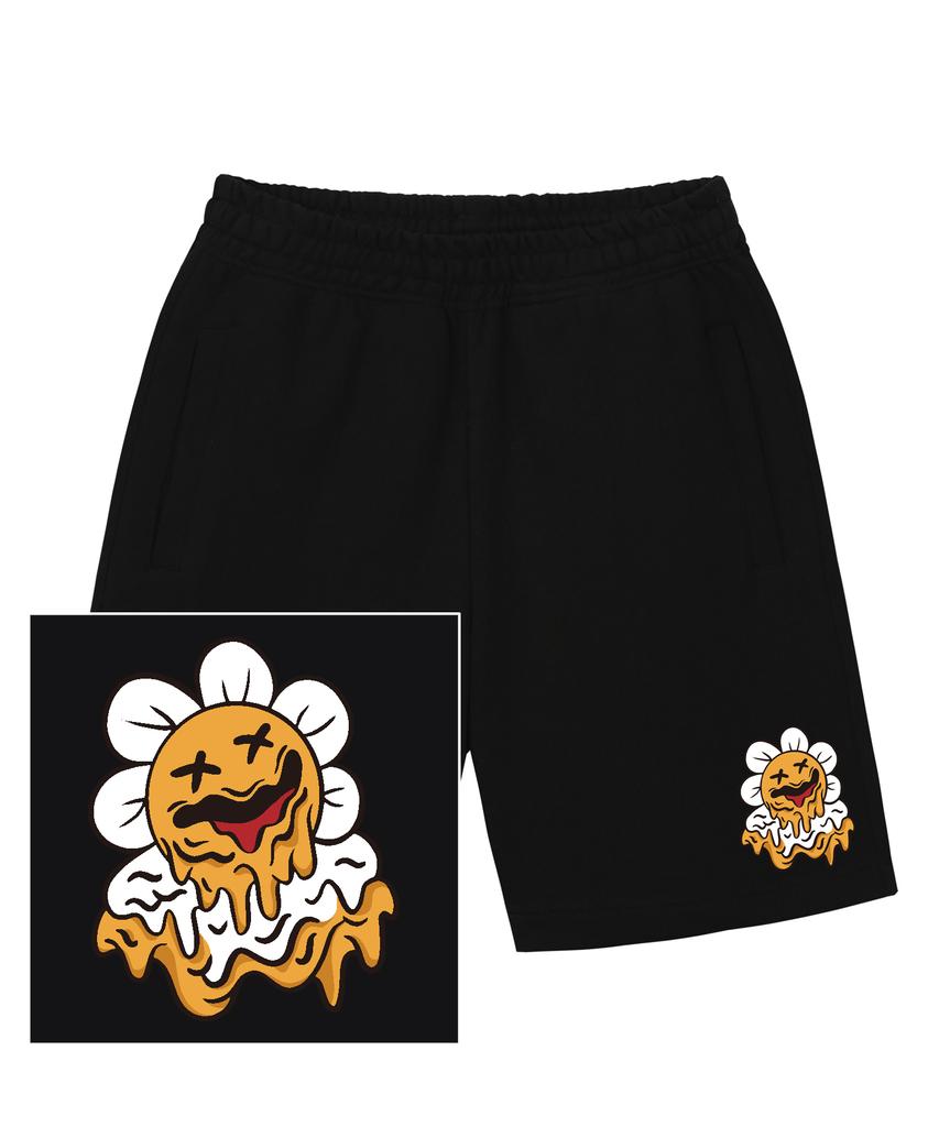 Tription Melting Daisy Logo Sweat Half Pants - Black