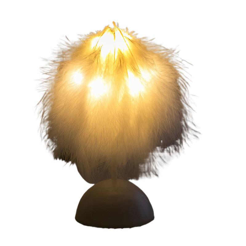 New Year Girl Table Lamp - Trendy Night Light, Birthday Gift, Room Decoration, Feather Lamp