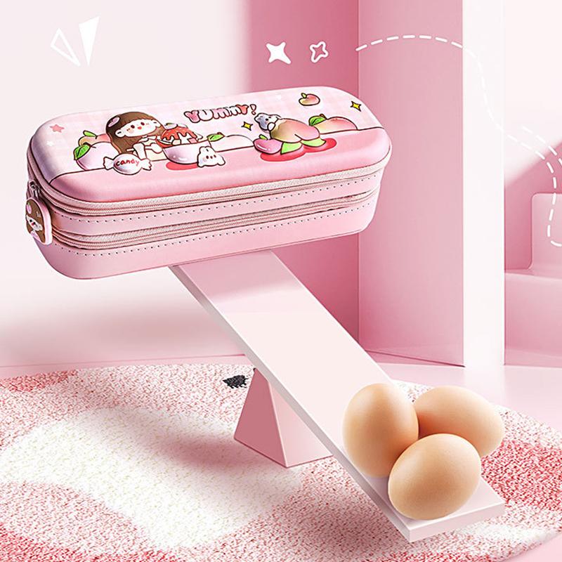 3D Astronaut Pencil Case Boys Stationery New Popular Student Double-Layer Large Capacity Waterproof Pink Rabbit