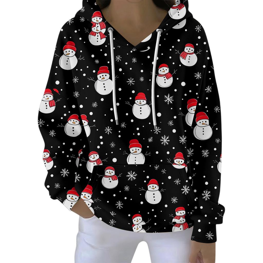 Women's Fashion Casual Hooded Loose Printed Long Sleeve Sweatshirt
