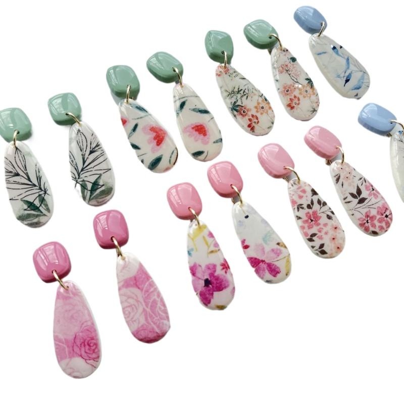 2 Stück weiches Keramik-Transferpapier der Serie „Naturblumen“ – geeignet für die Herstellung von handgefertigten DIY-Ohrringen und Schmuck