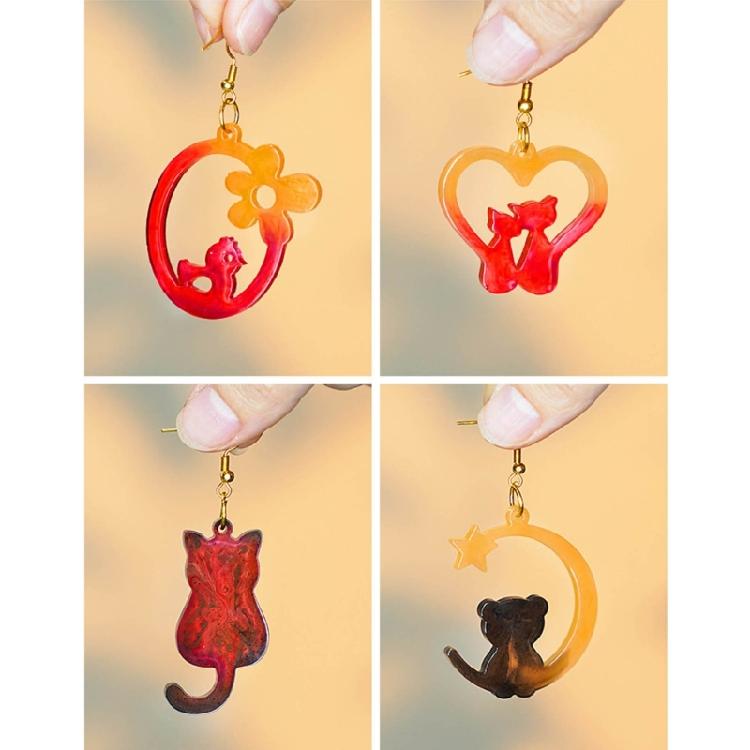 Cat Resin Silicone Molds Animal Epoxy Casting Mold Jewelry Making Keychain Molds