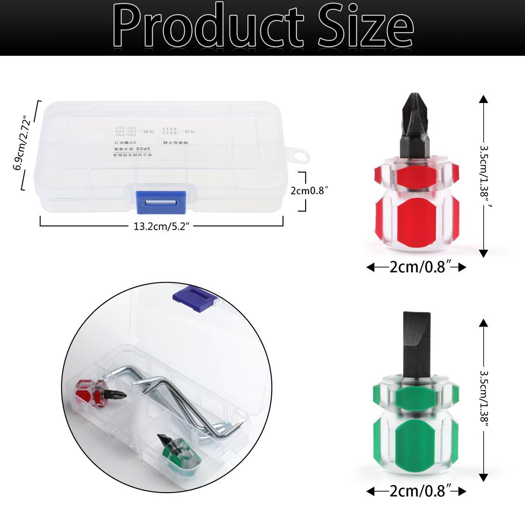 5ks Sada ofsetových šroubováků Z-typ Dvouhlavý šroubovák s křížovými/plochými šroubováky pro práci ve stísněných prostorech
