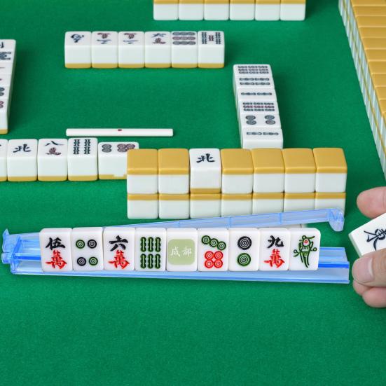 Mahjong Rack Pusher Clear Acrylic Heavy Duty Portable Multifunctional American Mah Jongg Tile Holder Push Ruler Mahjong Accessories