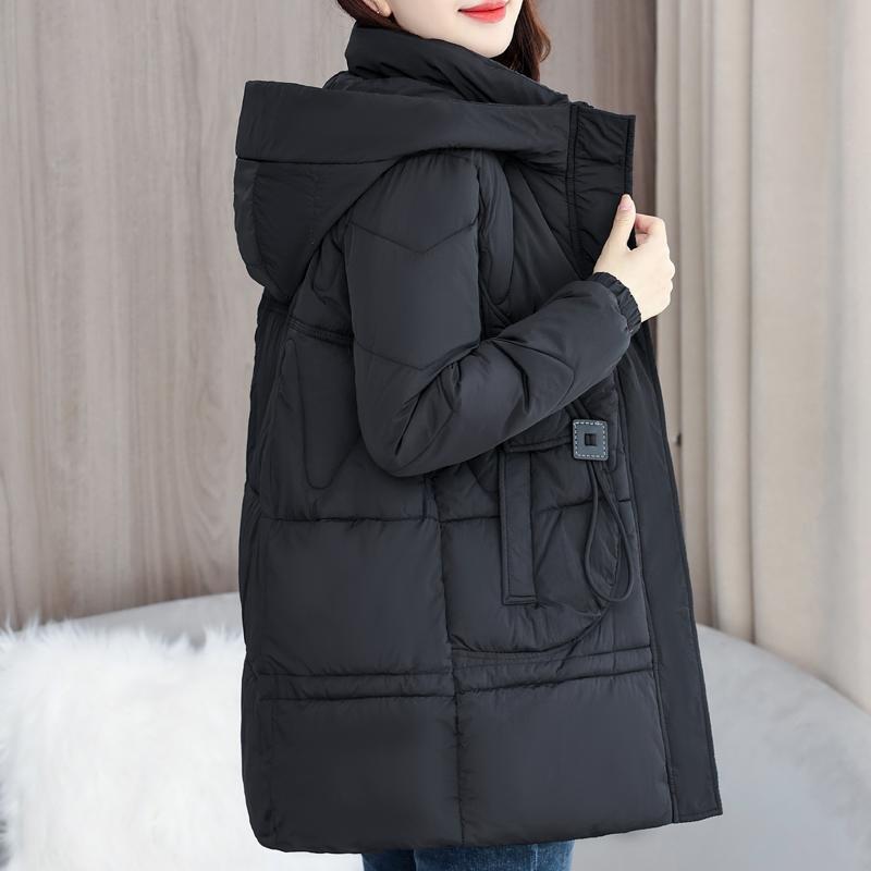 Mulher Longo Parkas Inverno Outerwears Elegante Senhora Jaqueta Com Capuz Casual Solto Grosso Quente Casacos