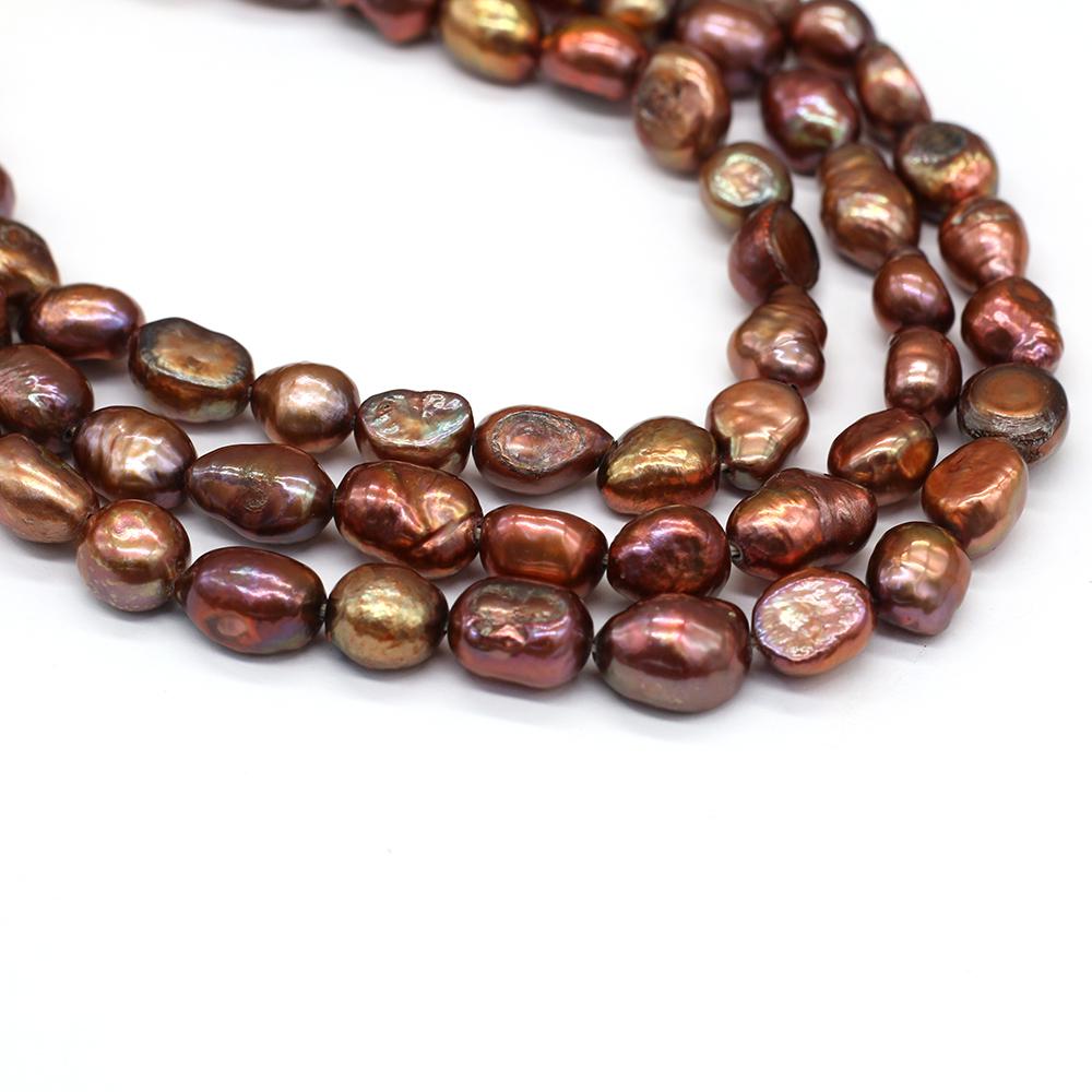 1String, Brown Natural Freshwater Pearls, Through Hole Nugget Pearl Beads, 7-8 Mm, for DIY Necklace Accessories, Jewelry Making, Women Gift, 36 Cm