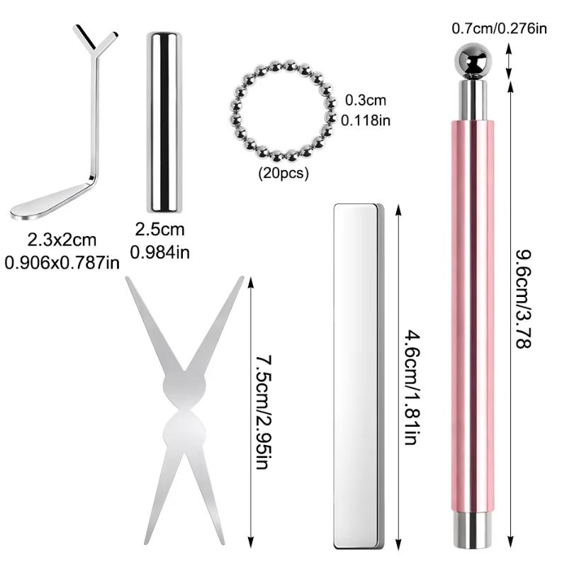 6Pcs Cat Eye Nail Magnet Tool Set, French Tips Cat Eye Heart Magnets Nail Magnet Stick Cat Eye Gel Polish Magnets Tools Manicure
