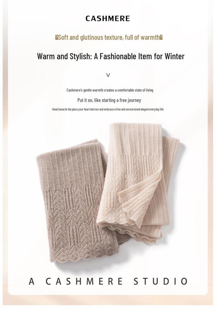 Women's 100% Pure Cashmere Knit Scarf - Solid Color, Fashionable and Warm