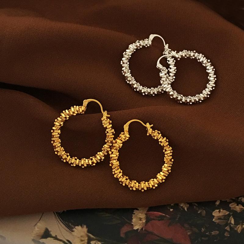 High-Grade Irregular Copper Earrings: European & American Trendy Niche Design