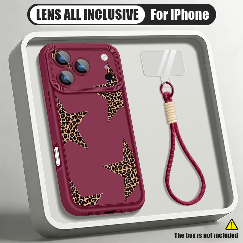 Colorful Stars Print Lanyard Case For iPhone 18 Pro Max Shockproof Bumper Soft Silicone Cover For iPhone 17 16 15 14 13 Pro Max 17E