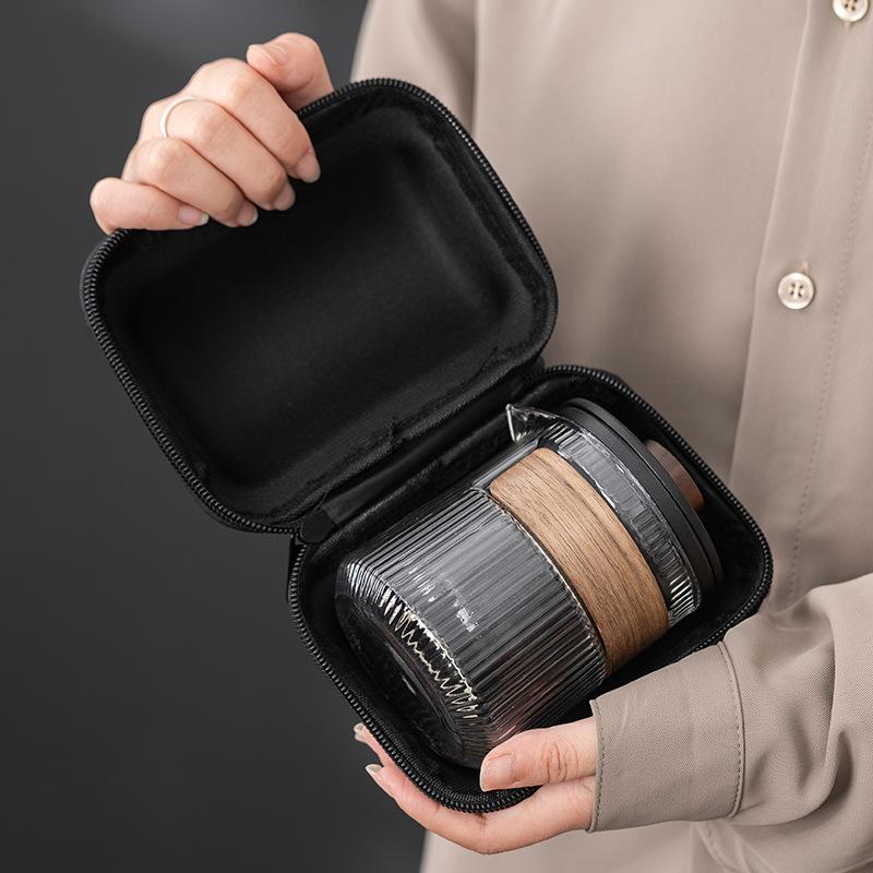 Portable Glass Travel Teaware Sets Outdoor Kung Fu Tea Brewing Portable Heat-resistant Tea Cup