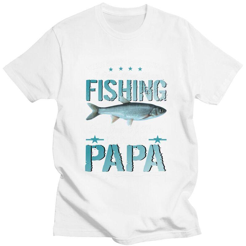 Custom Male Fishing Papa T Shirt Short Sleeves Cotton Tshirt Tshirt Casual Dad Fathers Gift Tees Slim Fit Clothing
