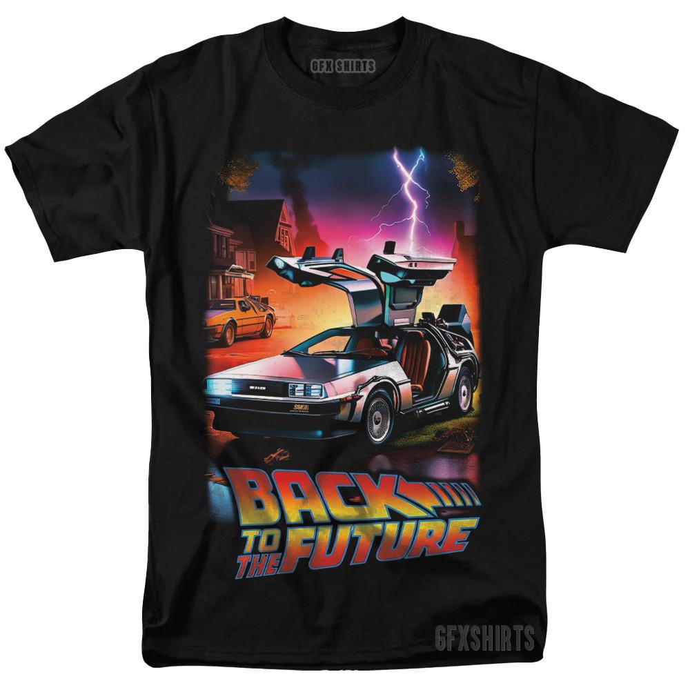 Back To The Future Shirt Delorean Classic Movie Poster Graphic Design T-shirt L