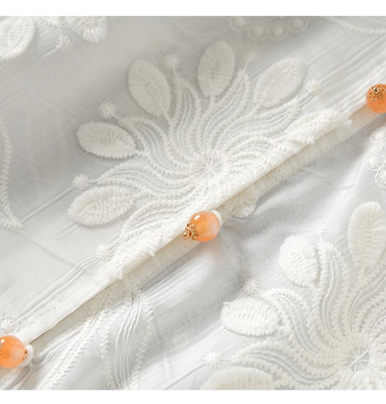 Frühlingsneues Stickerei-Jacquard-Trompetenärmelkleid - Chinesischer Stil mit französischer Eleganz