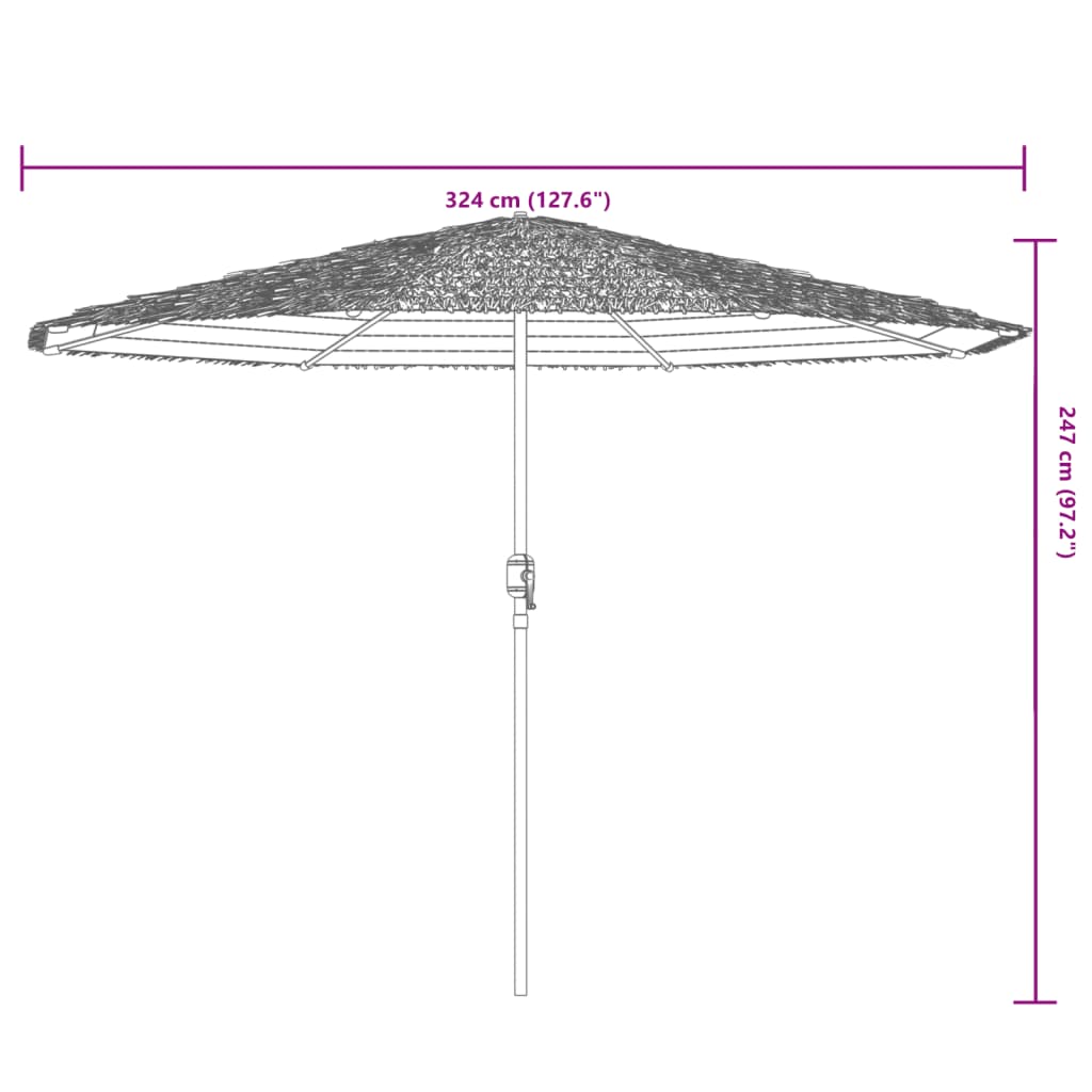 White Sun Umbrella with Steel Pole 324 X 324 X 247 Cm
