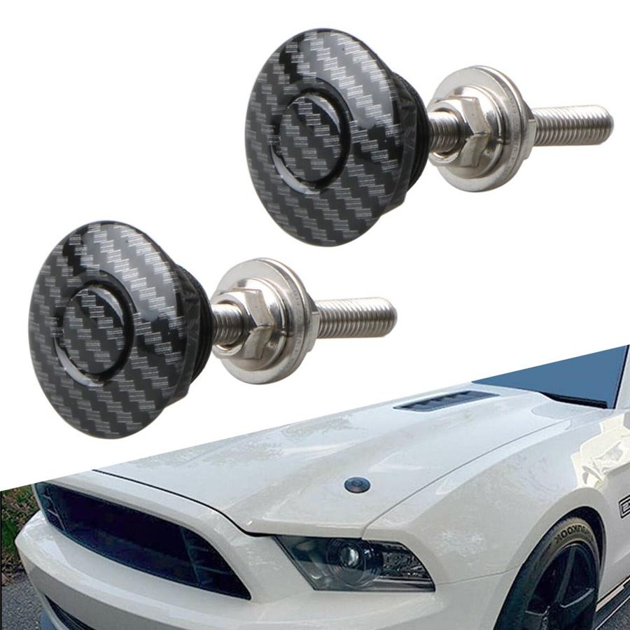 4x 3D Carbon Fiber Color Car Push Button Hood Quick Release Pins Bonnet Lock Clip Bumper Latch