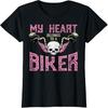 Unisex T-shirt My Heart Belongs To A Biker Motorcycle Motorbike Women Girls T-Shirt