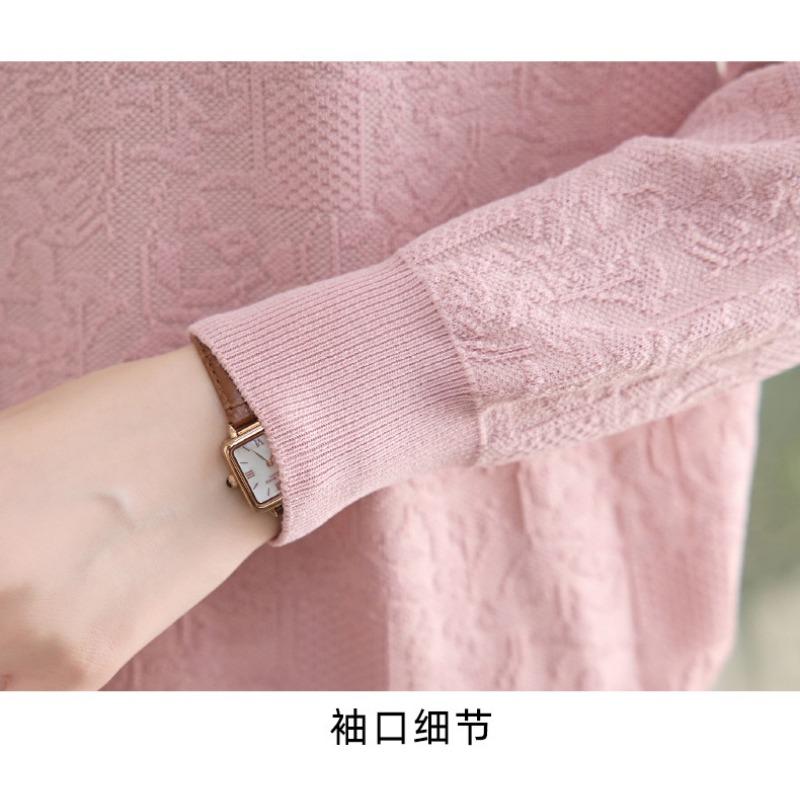 Spring Autumn V-neck Beading Bottomed Knitting Top Women Long Sleeve All-match Pullover Sweater