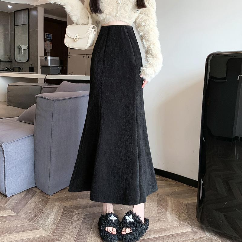 Small-scented Elegant Skirt for Women In Autumn Latest High-waisted Slim Fish Tail Skirt Hip-covered Long Skirt