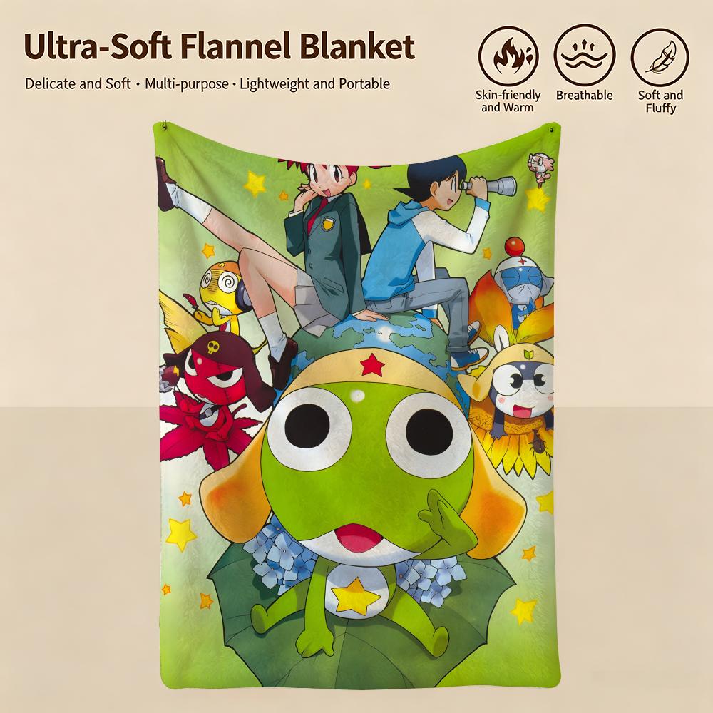 Anime K-Keroro Gunso-o Throw Warm Soft Flannel Blanket, Multi-use for Sofa Bed Camping Travel Nap
