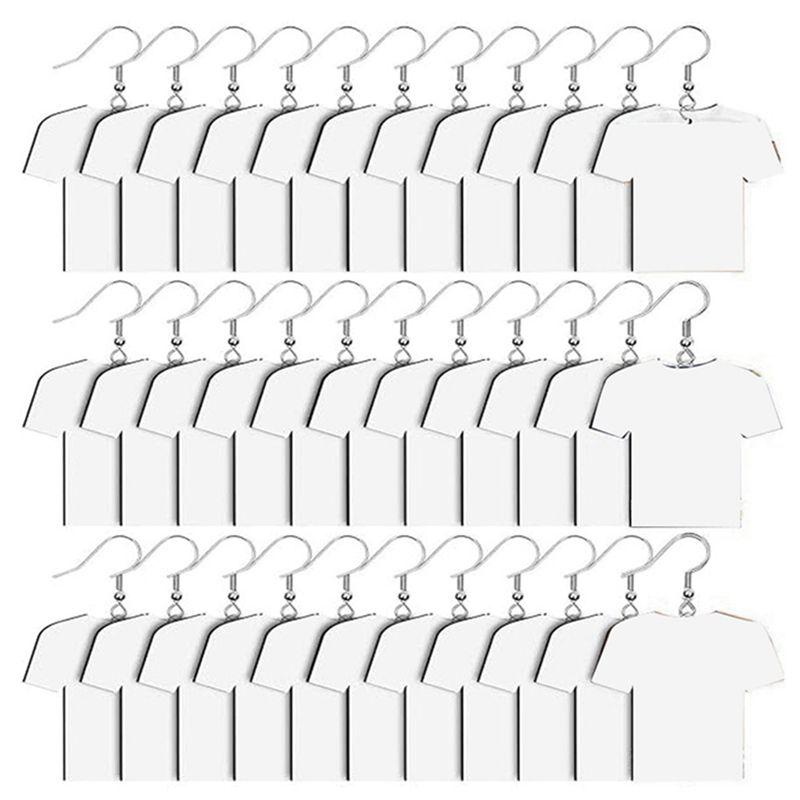 AEE2-48Pcs Sublimation Earrings Wooden MDF Sublimation Football Shirt Earrings DIY Blank белый