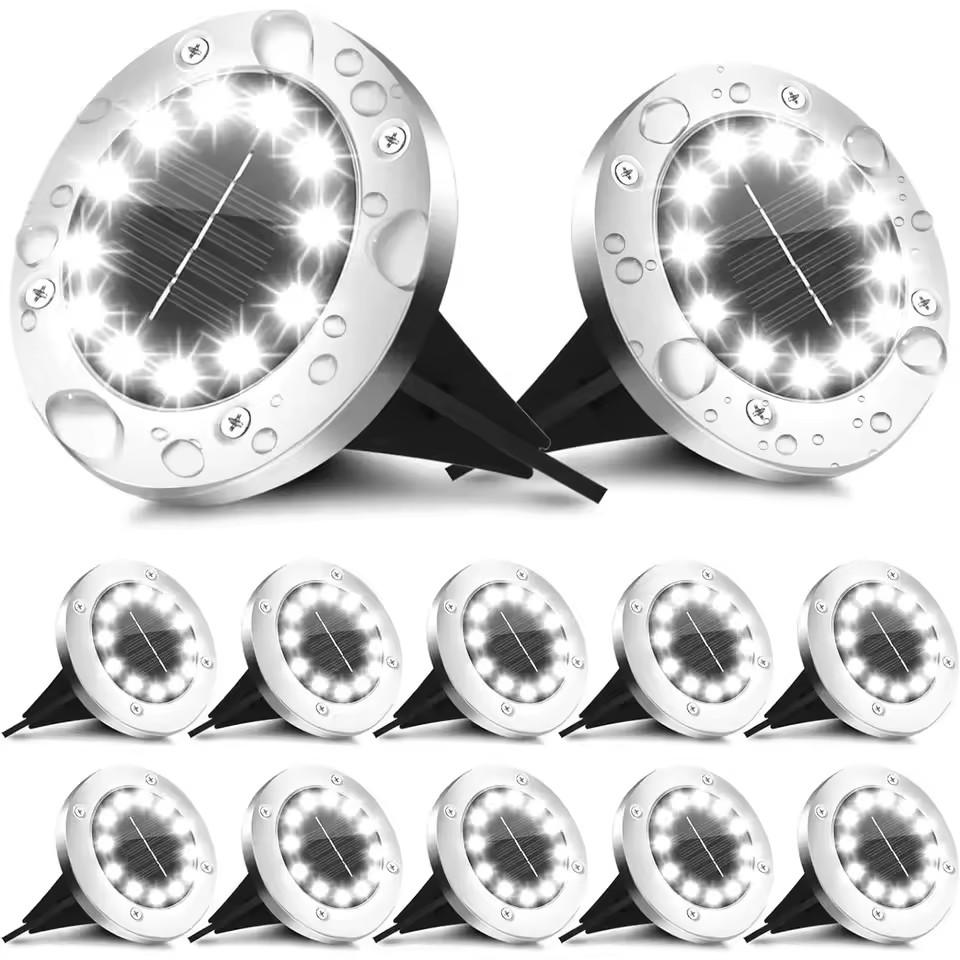 

8 Pcs 12LED Solar Power Disk Light Outdoor Garden Solar Underground Light Deck Light Spotlight Buried Solar Led Lamp 8pcs белый