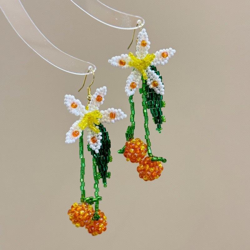 Small Fresh Grape Flower Fringed Earrings Korean Girl Heart Sweet Stud Earrings New Cute Versatile Earrings