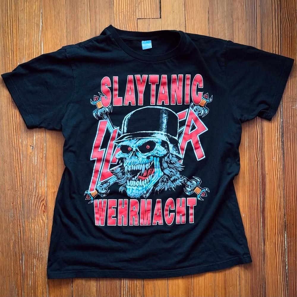 Винтажная футболка Slayer 1989 года - Slaytanic Wehrmacht Tour Черная Унисекс Футболка WA1679 Унисекс Футболка L
