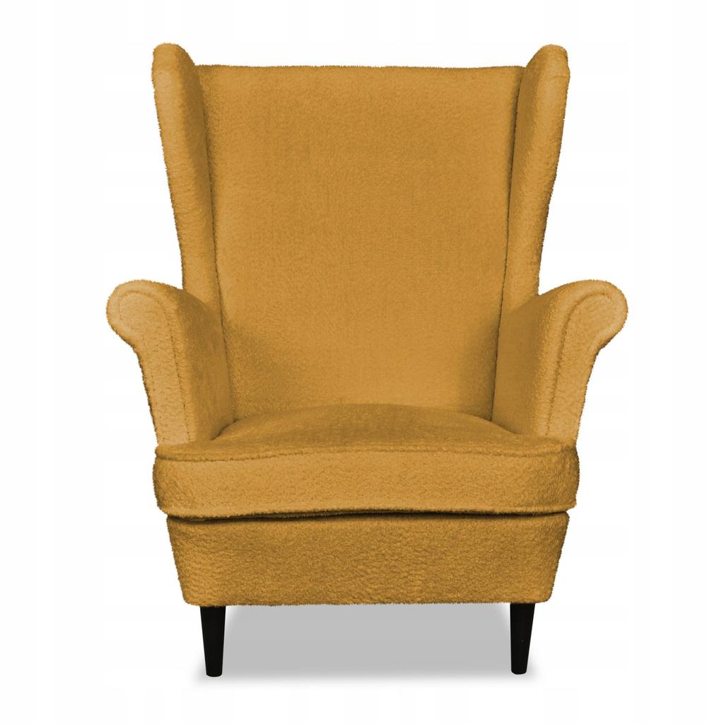 Bella Scandinavian Wing Chair Family Meble Gold Mustard Yellow Dark