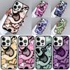 Brown Purple Hearts Swirl Pattern Phone Case For iPhone 16 15 13 14 Pro Max 11 12 Mini Plus 2022 XR XS MAX Shell