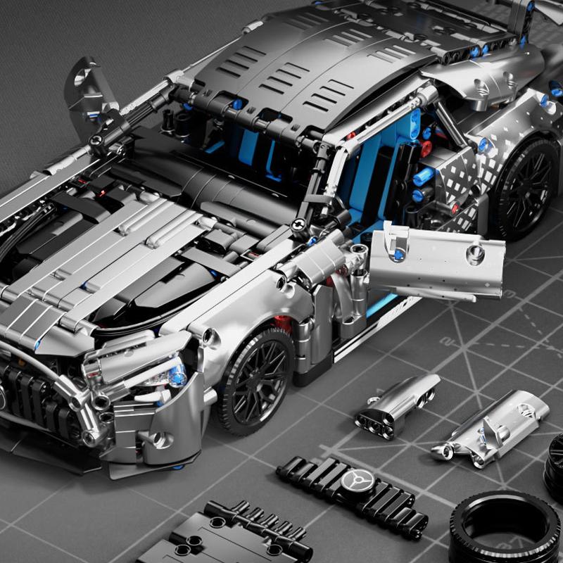 Technisches 1310-teiliges Sport-Rennwagen-Baustein-Set 1:14er Maßstab Modellbausatz DIY Spielzeug Sammlergeschenke für Erwachsene Jugendliche Jungen