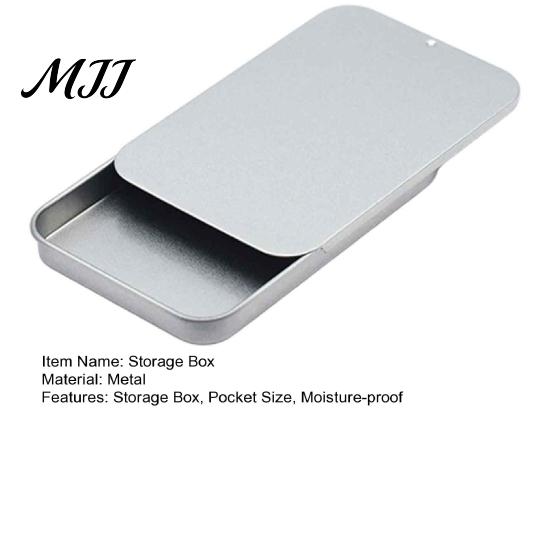 Push Pull Sliding Cover Box Tin Storage Container with Cover, Durable Metal Small Portable Container, Moisture-proof for Candy And Herbs Items