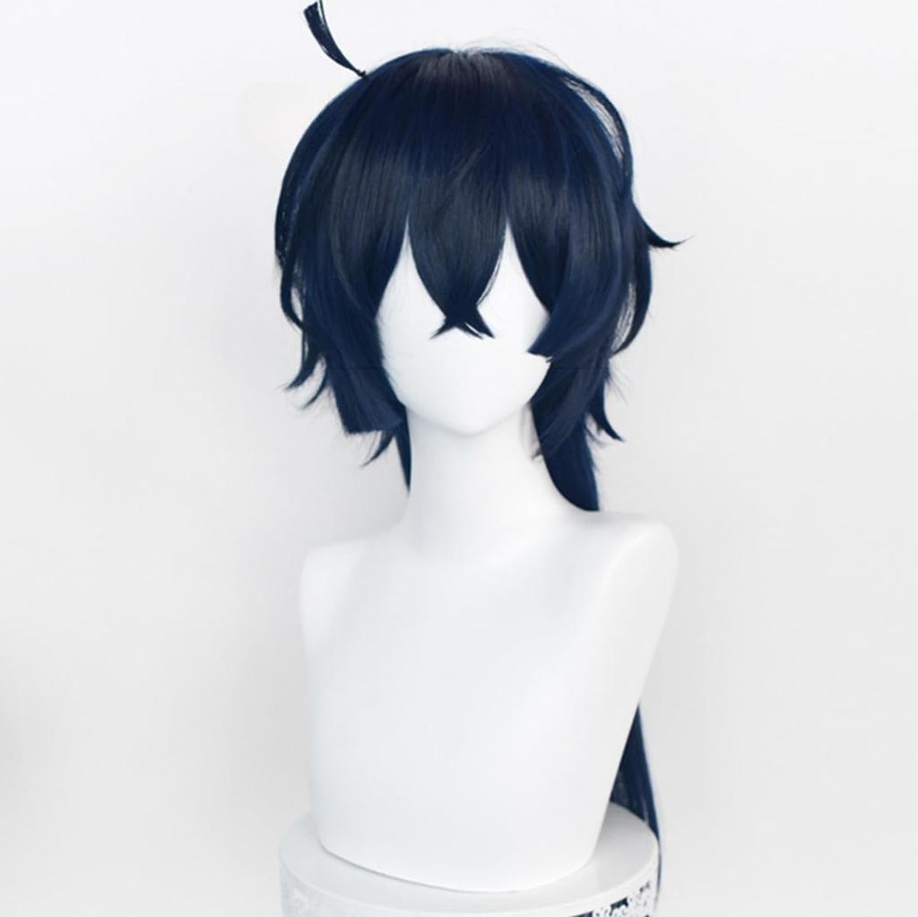 LAOBAO Vanitas Cosplay Wig, Heat-Resistant, Black, Long, Curly Hair, Costume Accessory, Perfect for Parties, Halloween, School Festivals, and Events
