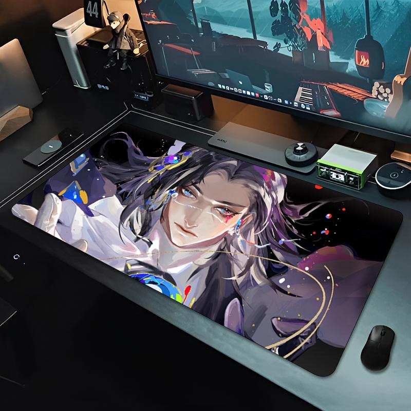 Gaming Mouse Pad Large Desk Mat Antislip Base Stitched Edges RedHaired Anime Warrior Print for Gaming Office Desk Use