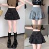 Women's Elegant Black Polka Dot A-Line Chiffon Skirt - Petite, High-Waisted, Summer Skirt Pants