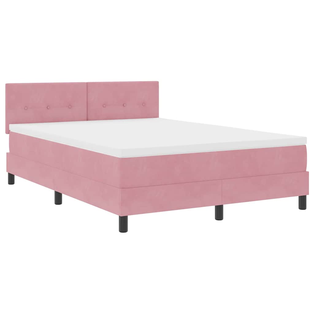Box Spring Bed with Mattress and Headboard Pink 140 x 190 cm Velvet