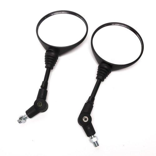 

2 X 10mm Thread Black Shell Folding Round Motorcycle Rear View Mirrors Universal