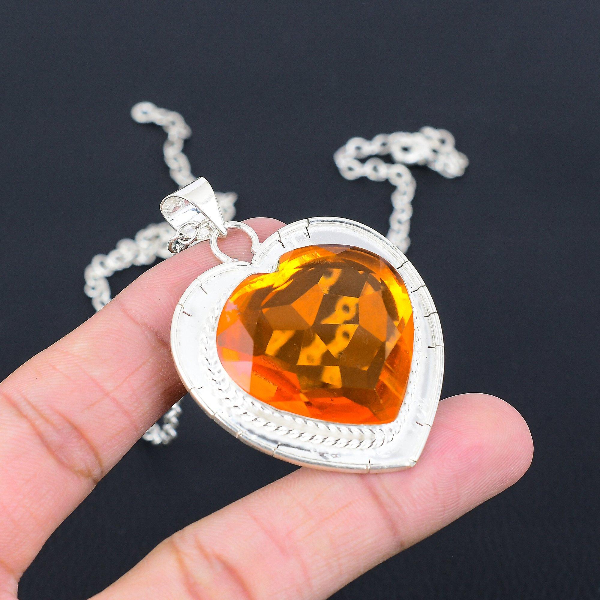 

Ювелирный кулон ручной работы из стерлингового серебра 925 пробы с медовым топазом 2,29 дюйма