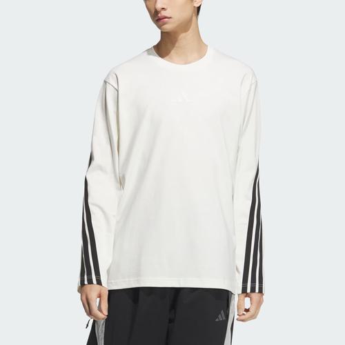 adidas Men's Casual Crew Neck Long Sleeve Striped T-Shirt - Han Jade White