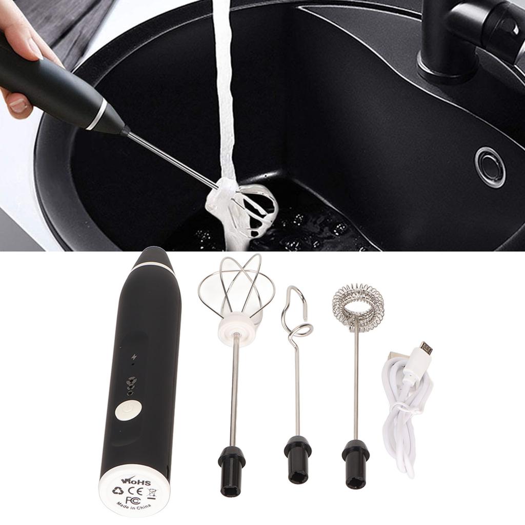 Rechargeable Milk Frother 304 Stainless Steel Handheld Foam Maker Cordless Electric Whisk Drink Mixer