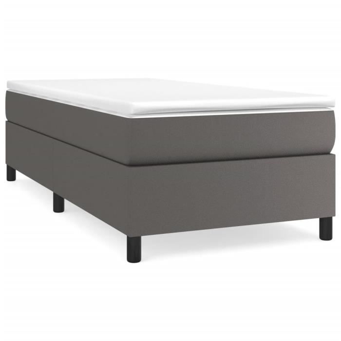 3144582 vidaXL Divan Bed with Mattress Grey 90x190 Cm Faux Leather