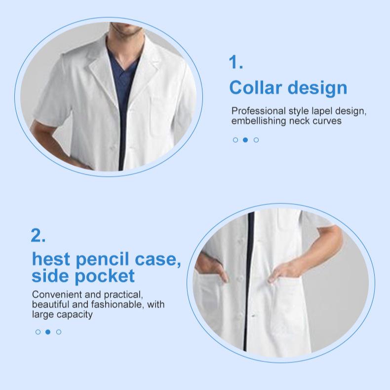 Women's Long-Sleeve White Lab Coat and Short-Sleeve Nurse Uniform