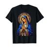 Holy Art Virgin Mary Praying Cathedral Mosaic Art Portrait Christian Religious Graphic T-Shirt