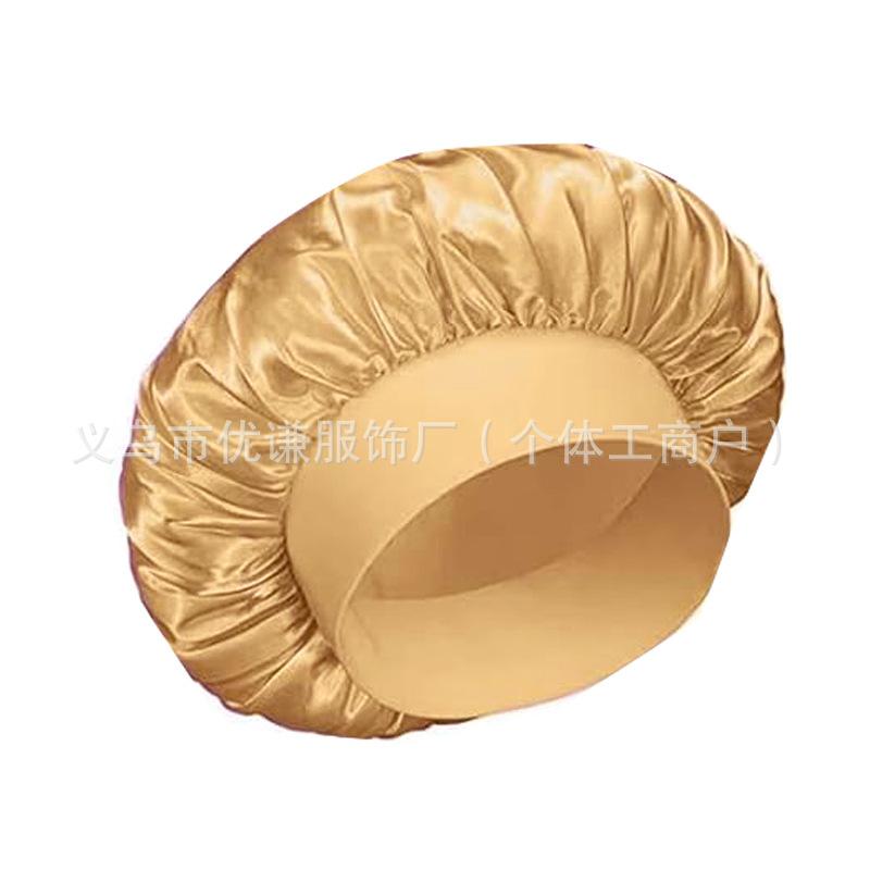 Women's wide-brimmed high-elastic hat satin nightcap hair shower cap high-end material satin hair cap