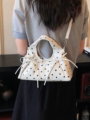 Polka Dot Print Bag Sweet Bow Bolsos mujer Crossbady Bags for Woman Multi-function Bolsa Ruched Cloud Sac Femme Portable Bolso