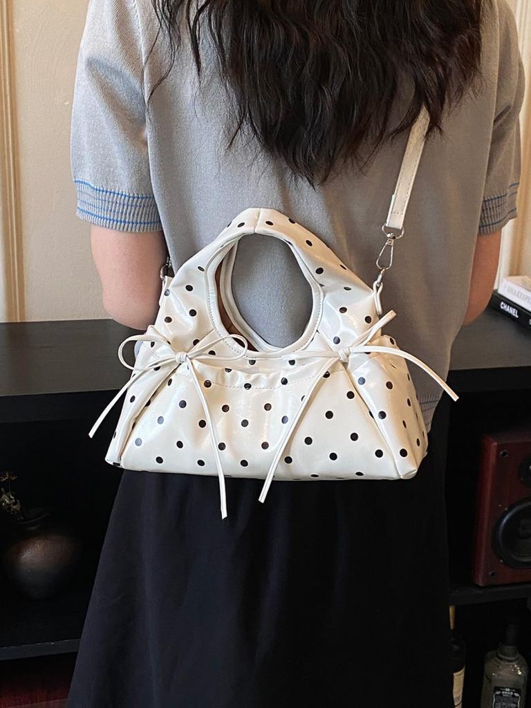 Polka Dot Print Bag Sweet Bow Bolsos mujer Crossbady Bags for Woman Multi-function Bolsa Ruched Cloud Sac Femme Portable Bolso