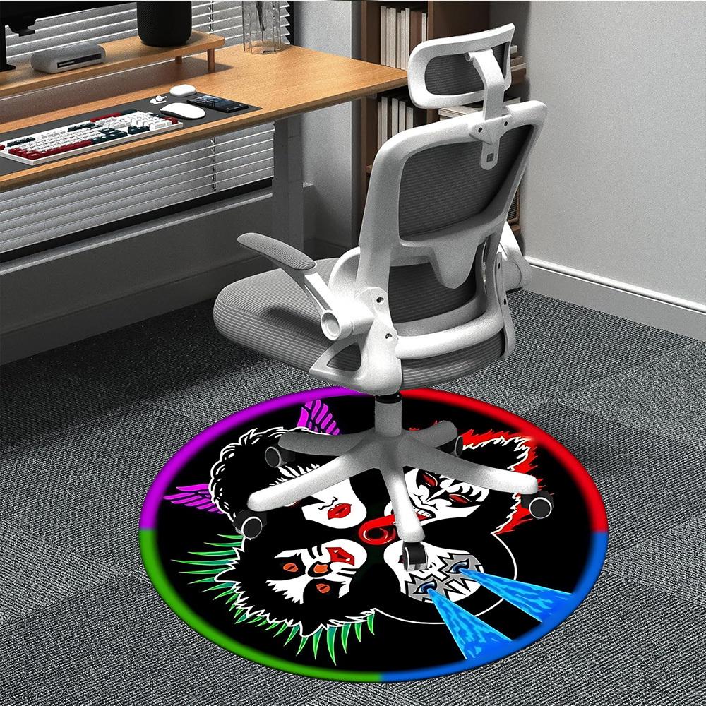 

1pc KISS Band Logo Carpet, Round Non-Slip Durable Large Size Office Carpet, Suitable for Office yy250908028 80cm by 80cm