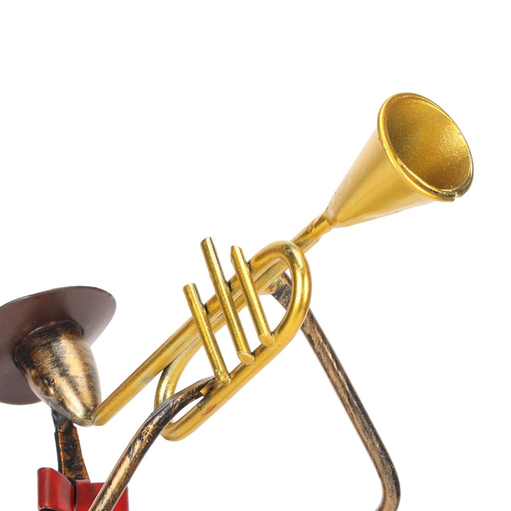 Trumpet Player Figurine Modern Abstract Handcrafted Metal Musician Sculpture for Living Room Tabletop Shelf Desk Office