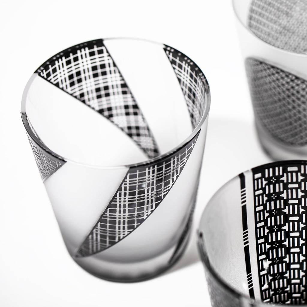 Kobo Official Direct Edo Black Fine Tenkai Old Comes in a Presentation Made in Japan [Taimuro Sales] Glass, Pattern, Three-Stripe Lattice, Glass,